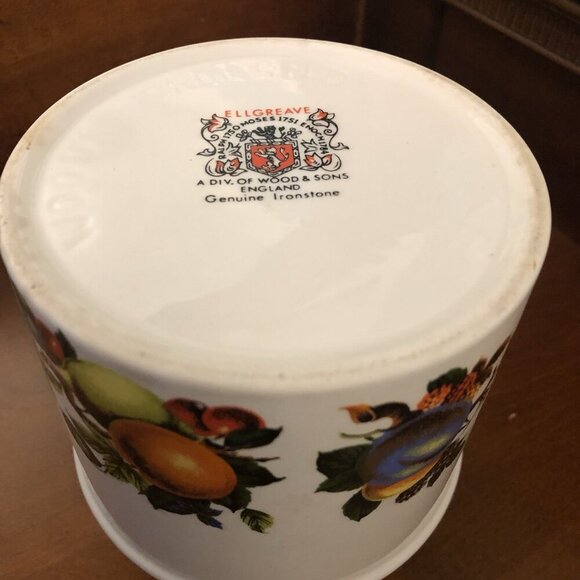 Vintage Ellgreave Genuine Ironstone Wood & Sons England Ceramic Tea Jar Fruit - Picture 7 of 10